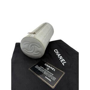 Chanel Chocolate Bar CC Logo lambskin Cosmetic Pouch Bag light blue/grey